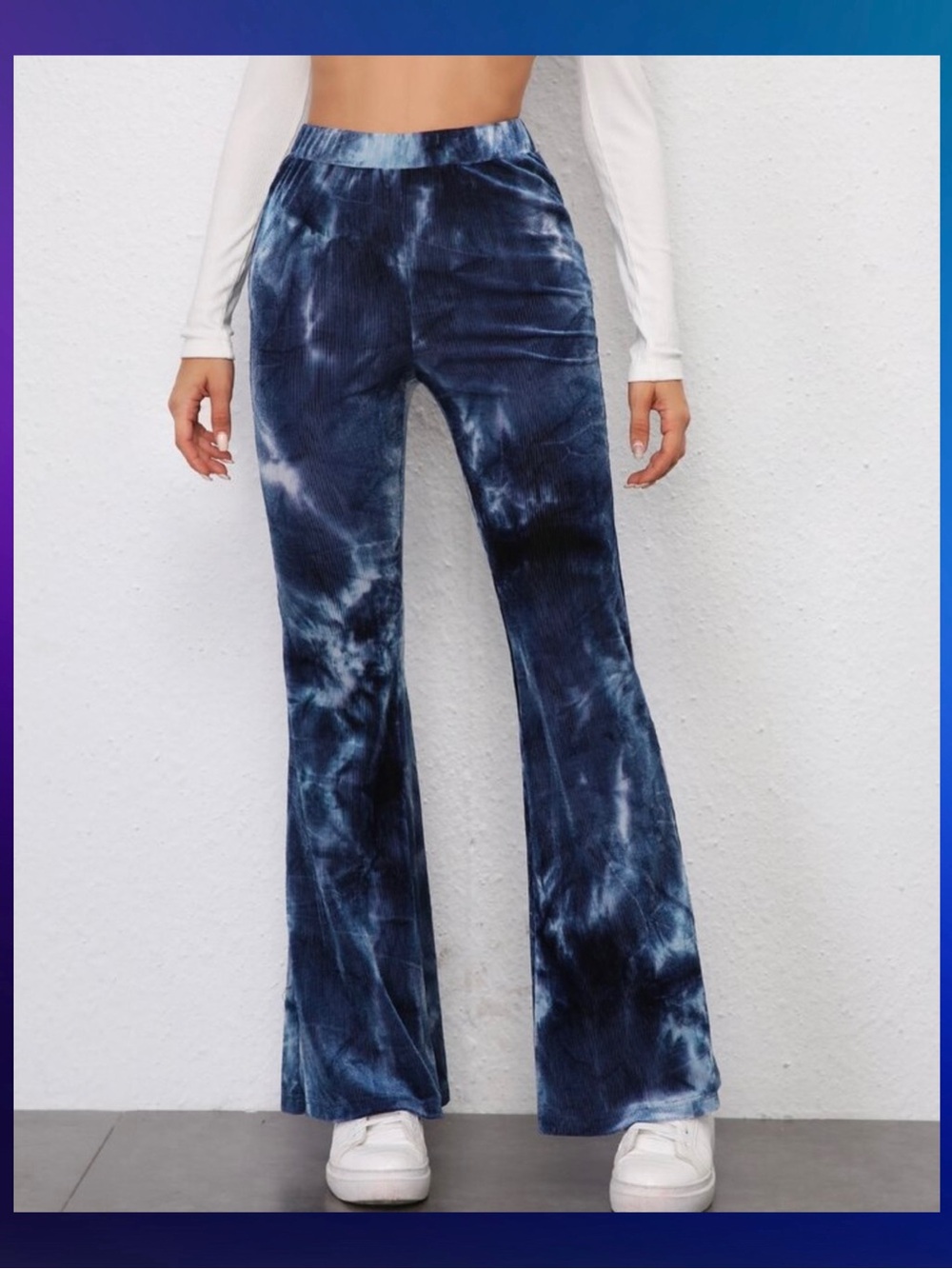 Shein Velvet Tie Dye Ribbed Wide Leg Pant Leggings